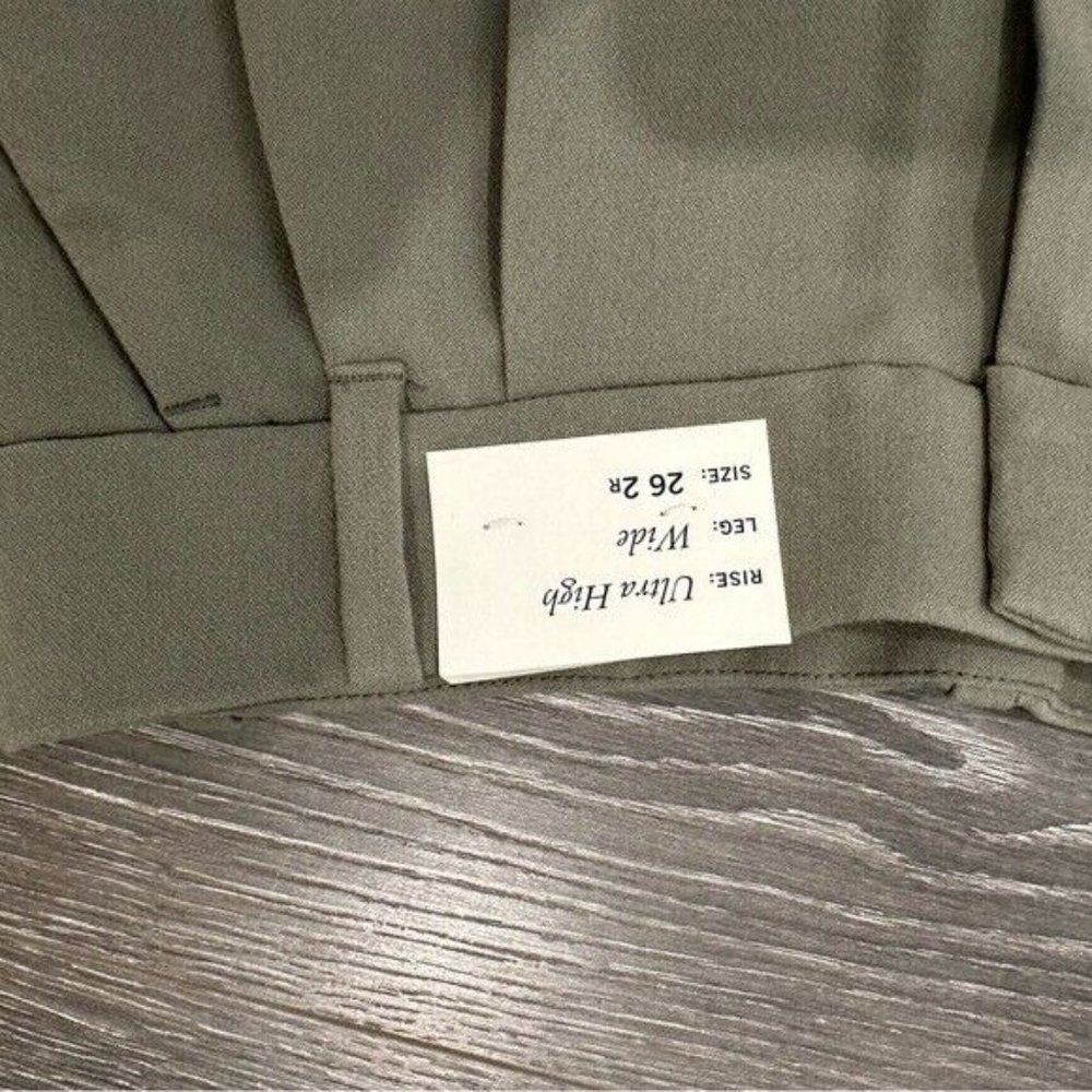 A&F Abercrombie & Fitch Sloane Tailored Pant Ultra High Wide Leg Olive Sz 26 - Picture 6 of 10